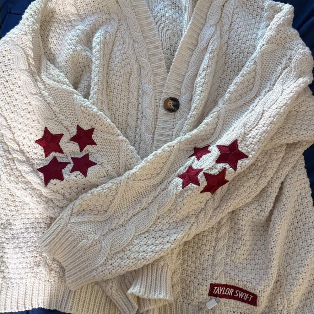 Authentic Taylor Swift Cream Cable Knit Cardigan / RED cardigan XL/XXL